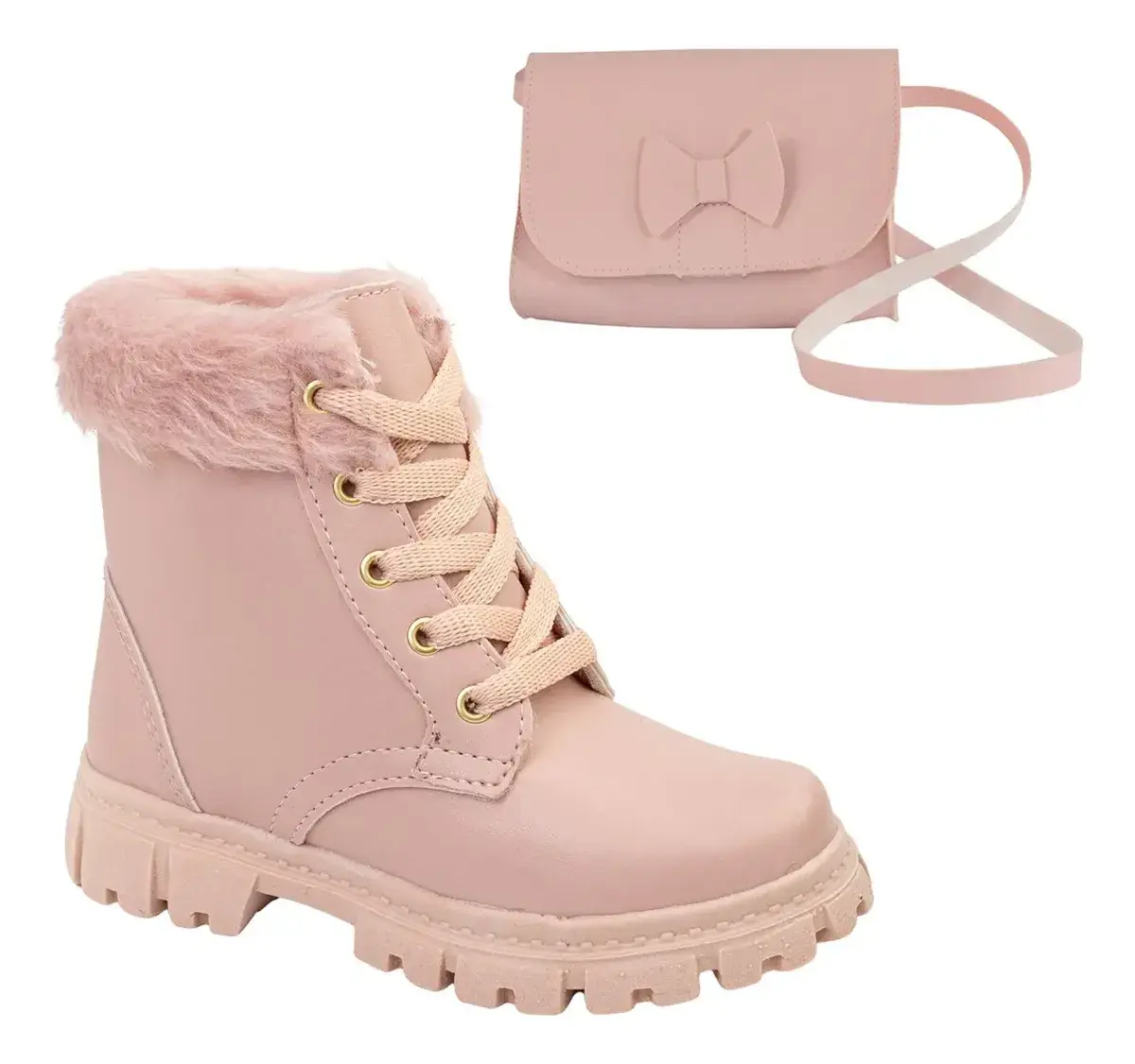 Combo Bota Infantil Feminina E Bolsa Infantil Blogueirinha