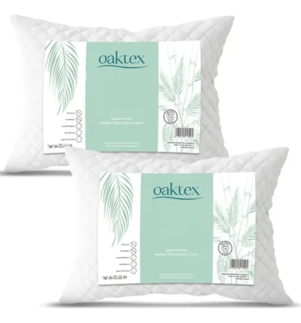 Kit C/2 Travesseiros Luxo Matelado Fibra Antialérgica 50x70 Branco