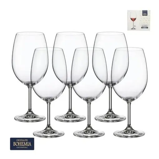 Jogo 6 Taças Cristal Bohemia Vinho Tinto Branco Rose 450ml