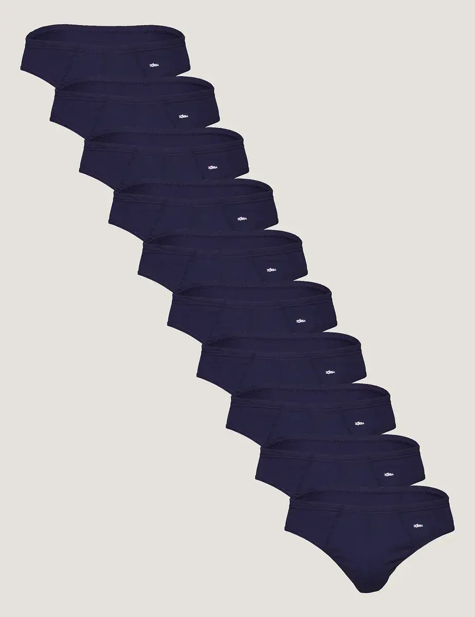 Kit Com 10 Cuecas Slip 100% Algodão Zorba Lisa