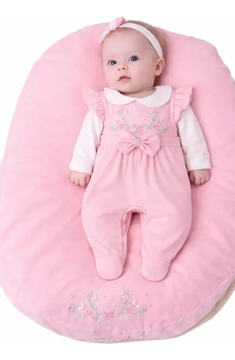 Saída Maternidade Menina 4 Peças Aurora Rosa 100% Algodão