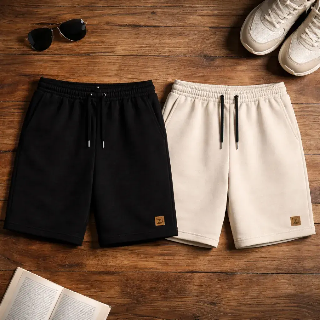 Bermuda Masculina Moletinho Shorts Casual Treino Kit 2 Peças