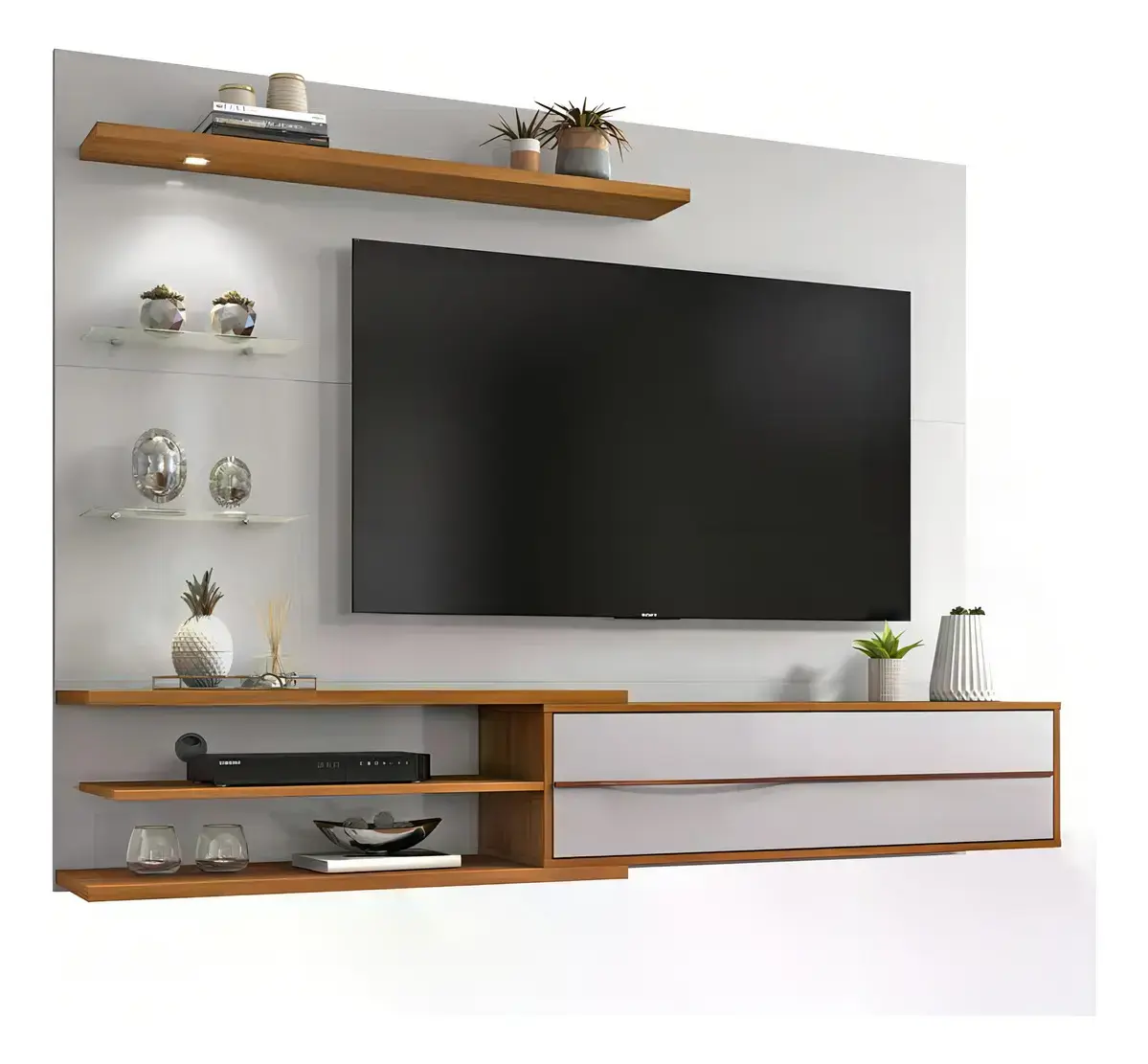 Painel Notável Nt 1115 para TV até 60" com LED e Prateleiras de Vidro