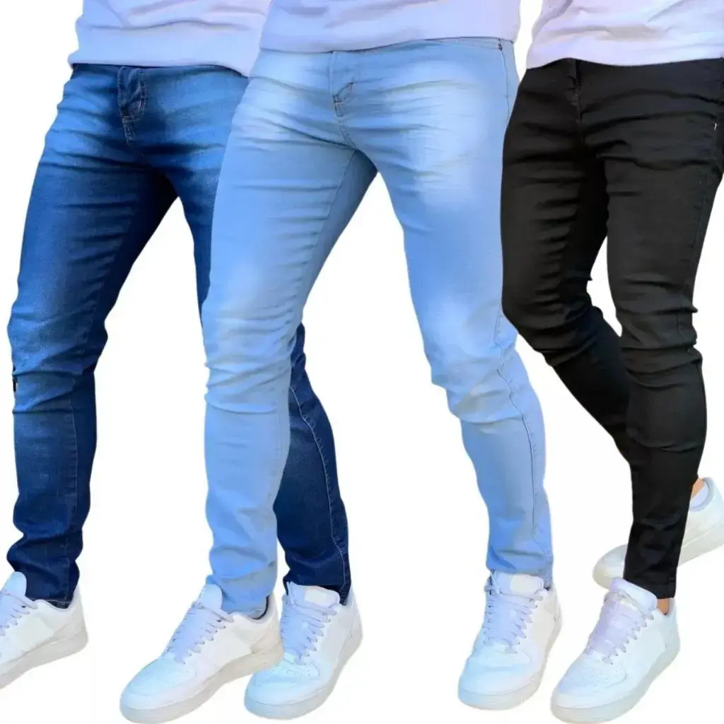 Kit 3 Calça Jeans Masculina Skinny Costura Reforçada