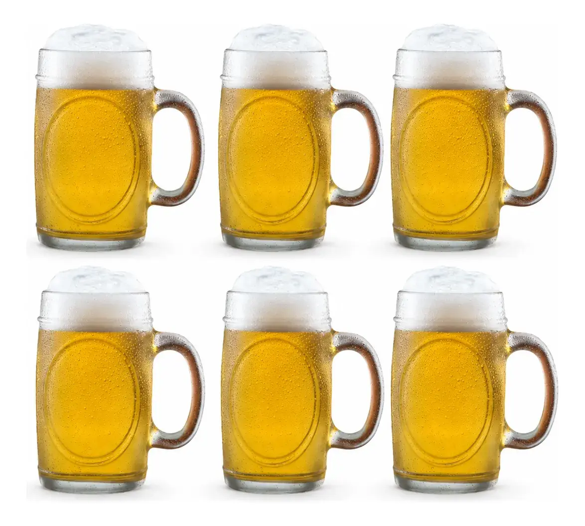 Conjunto Com 6 Canecas De Chopp, Cerveja Bebida Vidro 350ml
