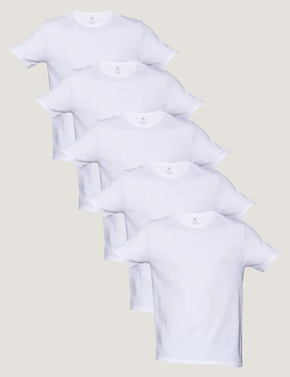 Kit 5 Camisetas Básicas Masculinas Algodão Branca Hering
