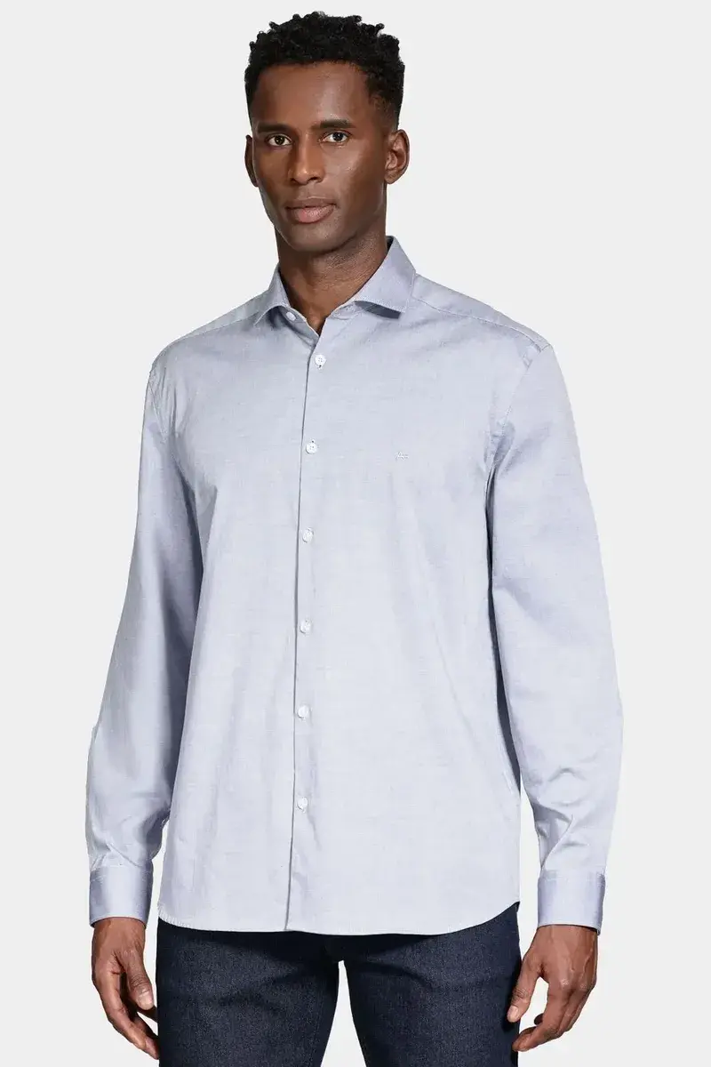 Camisa Aramis Manga Longa Pinpoint Azul Escuro