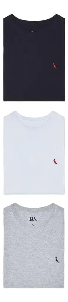 Kit 3 Camiseta Básicas Brasa E Gota Pica Pau Bordado Reserva