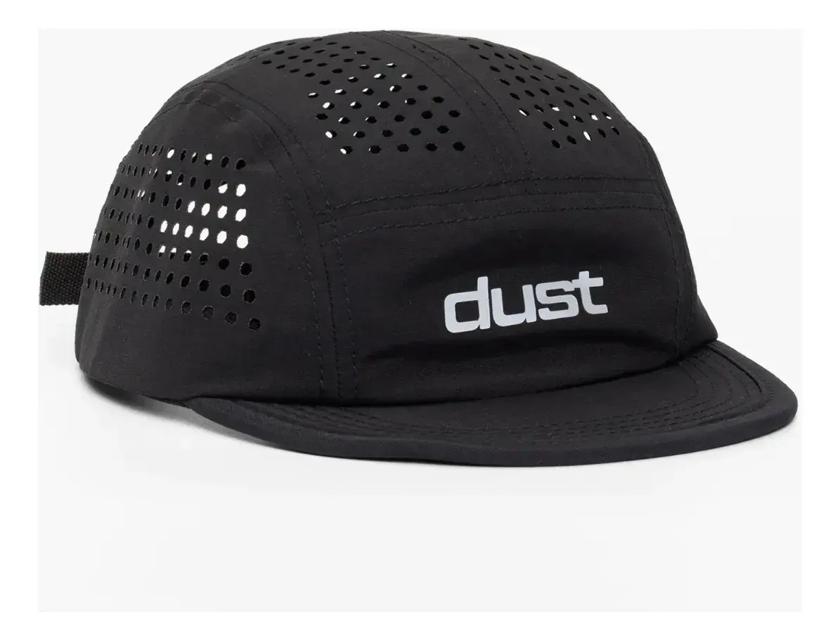Boné Five Panel Corrida Performance Airtech Preto Aba Curta Esportivo Dust Company Strapback Ajustável Ultraleve Ventilado