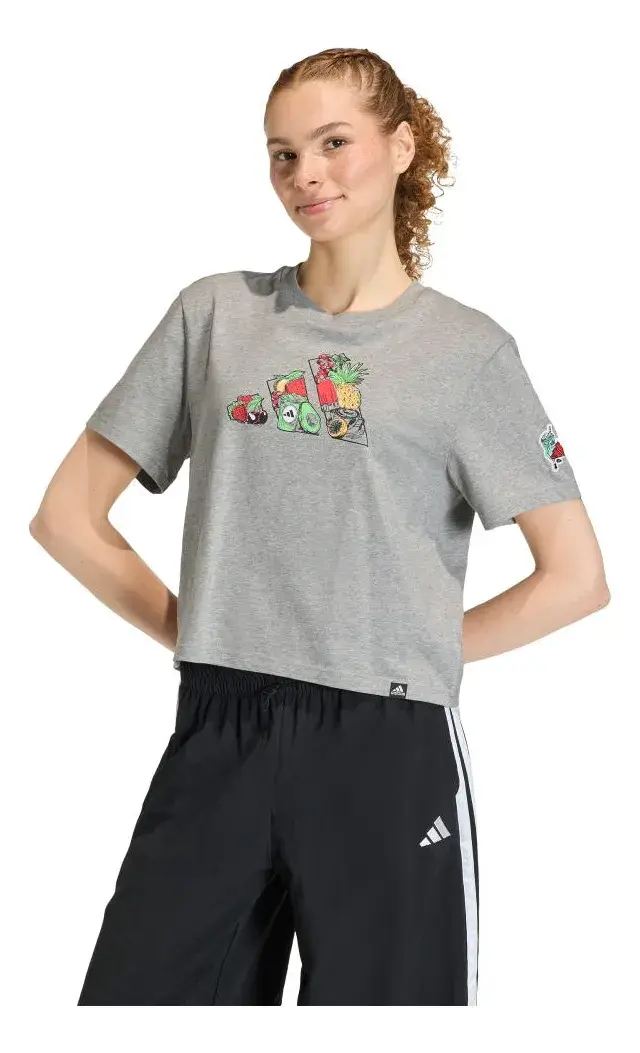 Camiseta Recortada Larga Estampa Food Adidas