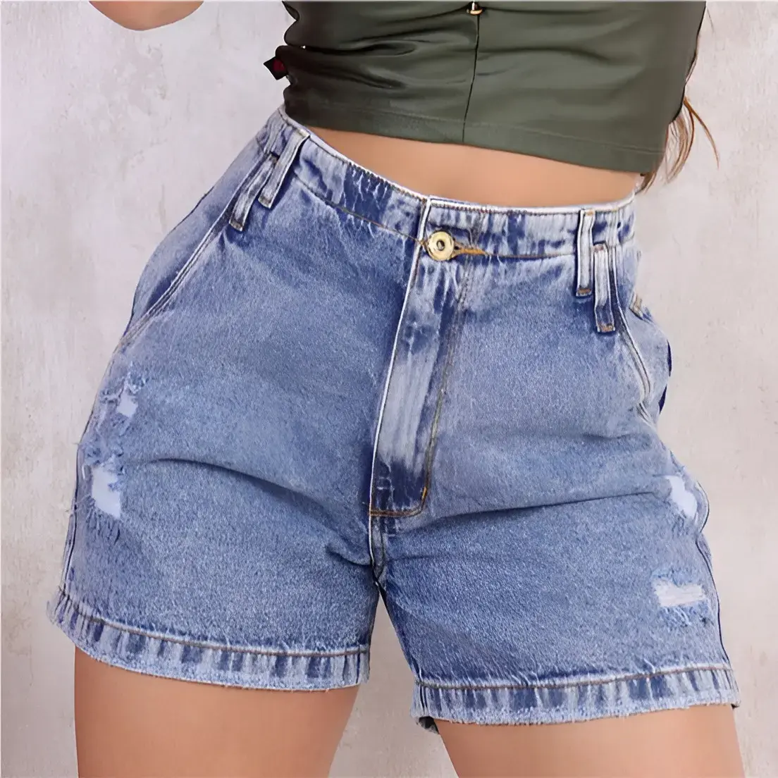 Short Mon 100% Boyfriend Meia Coxa Cintura Alta Feminina