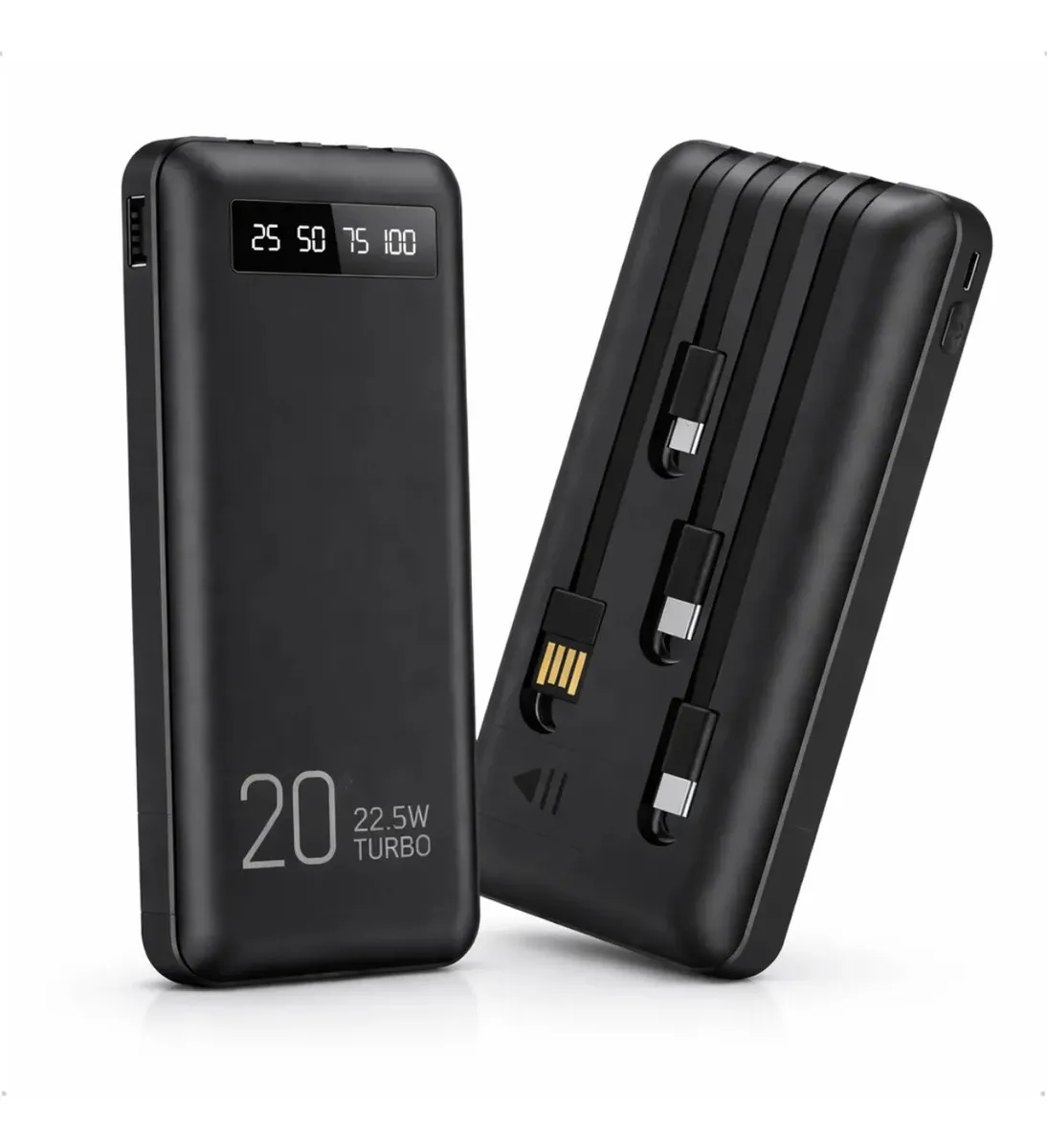 Power Bank 20000mah Carregador Portátil Turbo Rápido 22.5w Display Digital Preto