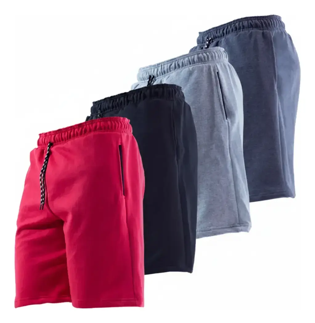 Kit 4 Bermuda Moletom Moletinho Masculino Bolso Academia