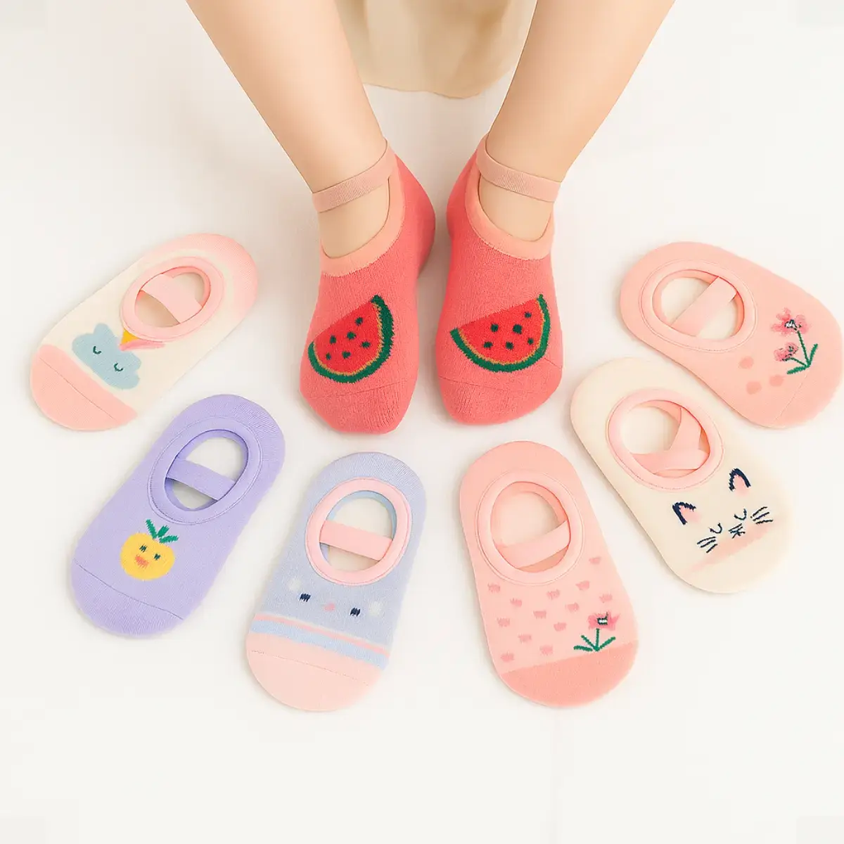 Kit 5 Pares Meia Sapatilha Infantil Antiderrapante Oferta Nf