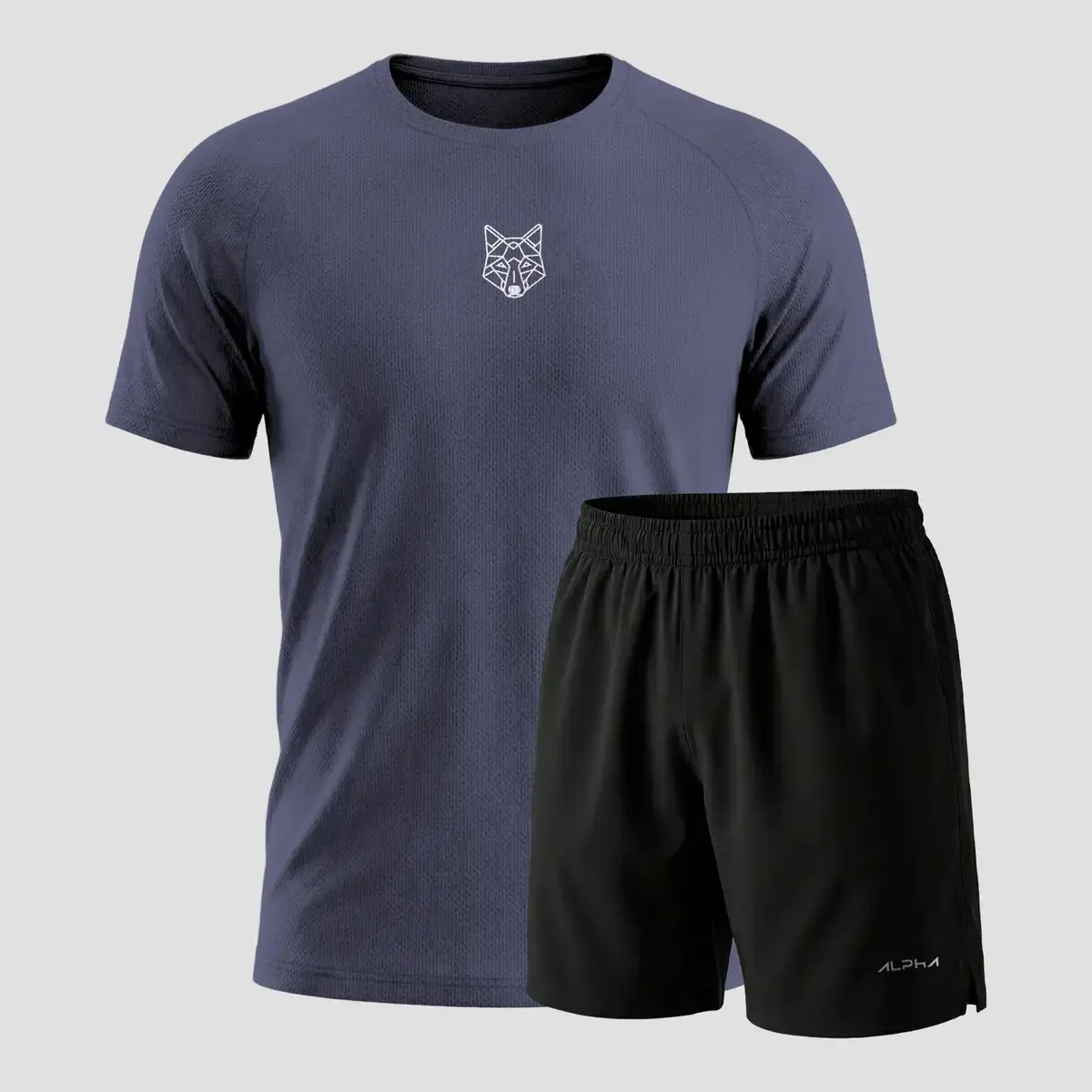 Kit Bermuda+camiseta Lobo Dry Fitness Academia Alpha