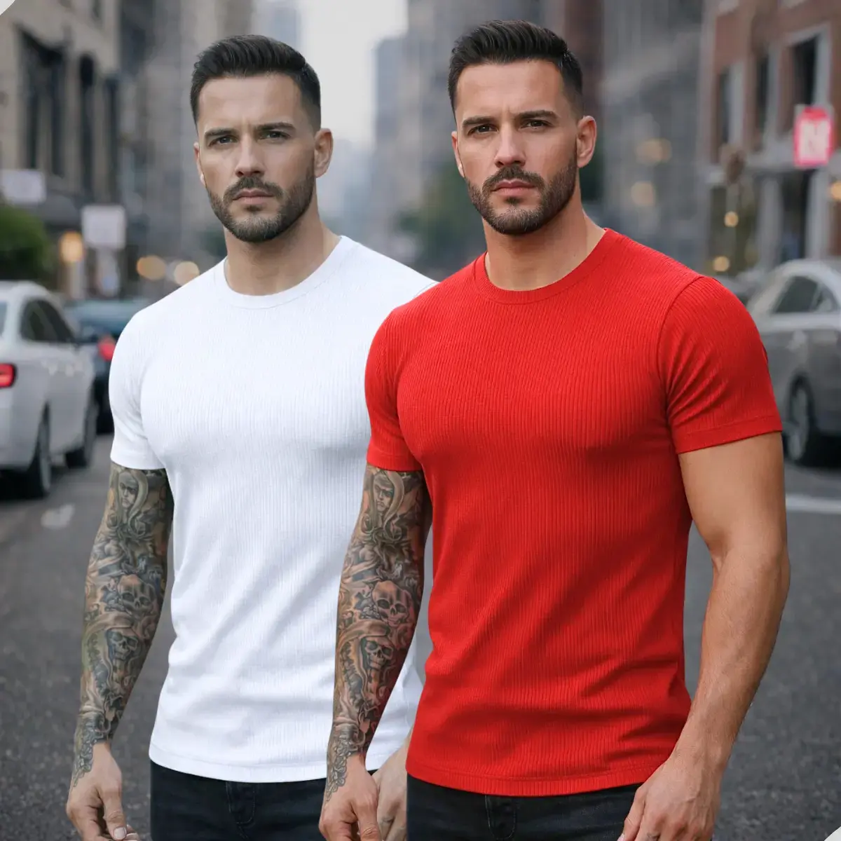 Kit 2 Camiseta Americana Canelada Masculina Ribana Premium
