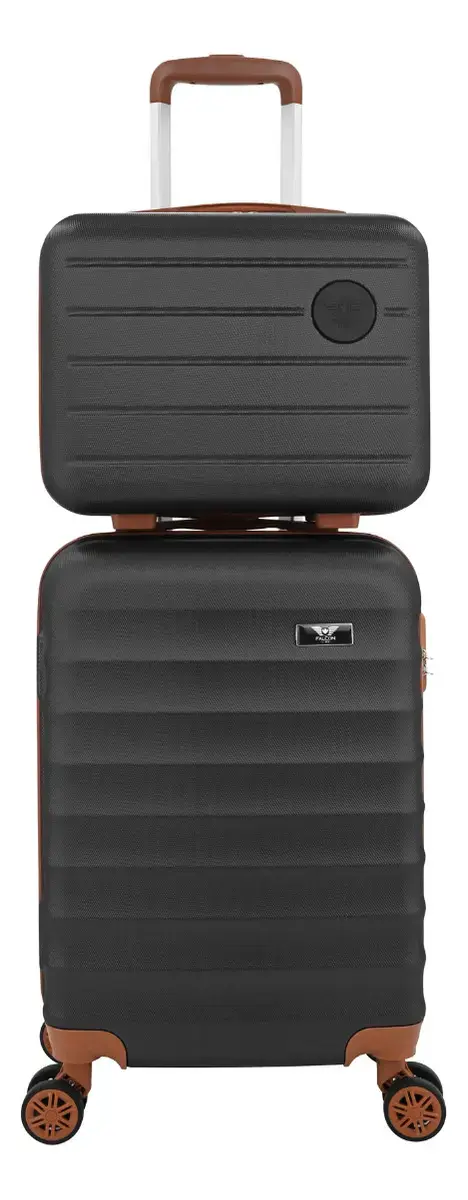 Kit Mala De Viagem Bordo Mão Pequena 10kg Abs Cadeado 360 Cor Preto