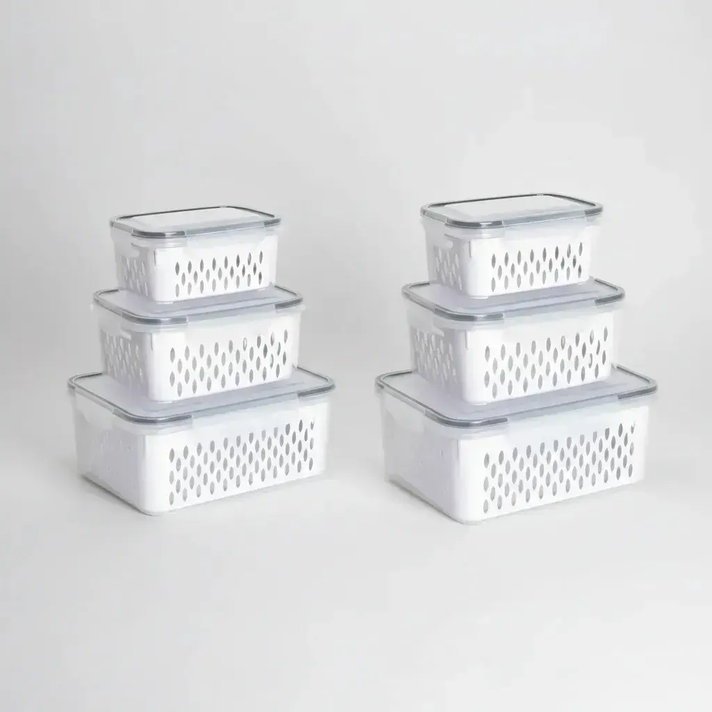 Kit 6 Organizadores Geladeira Alimentos Vegetais Com Tampas