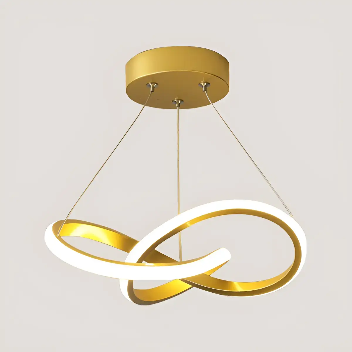 Lustre Pendente Moderna Led,luminaria Dourado Redondo Sala