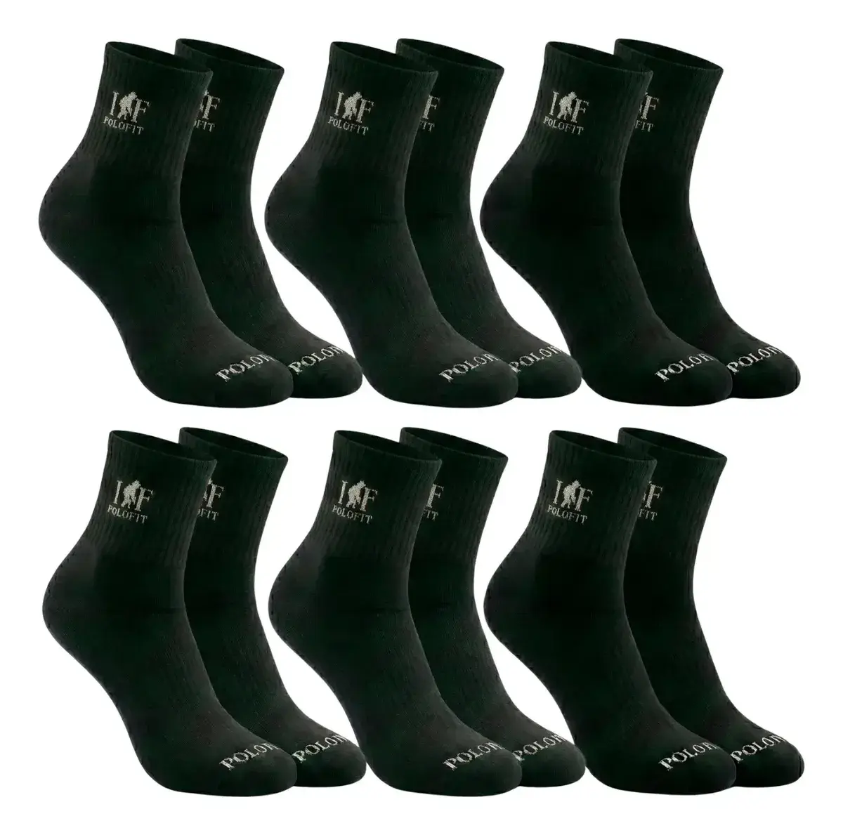 Kit 6 Pares Meia Cano Médio Alto Unissex Algodão Polo Fit
