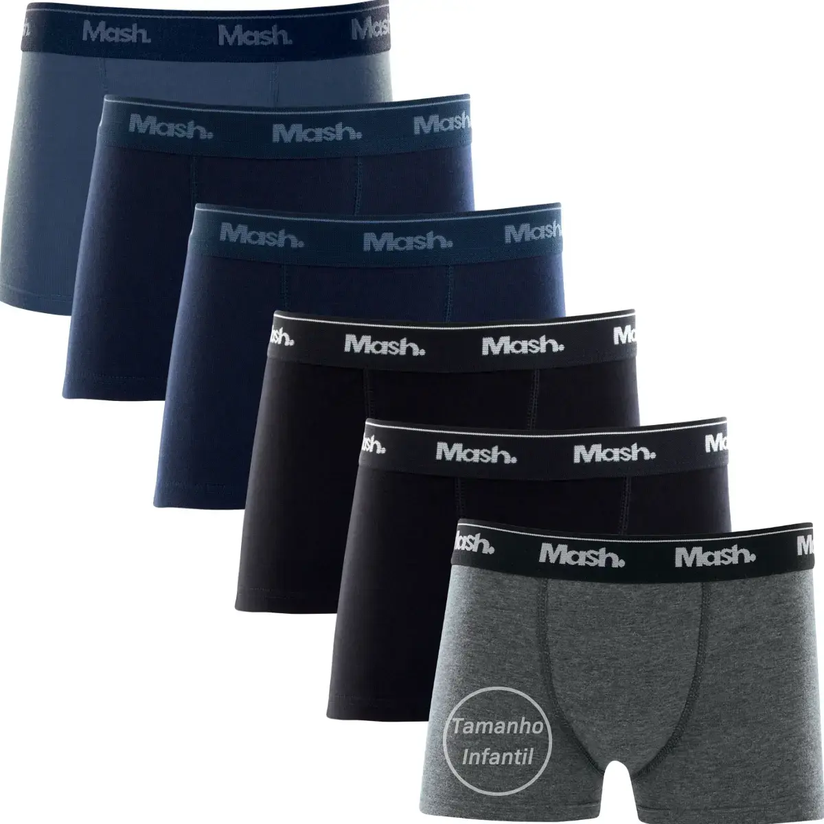 Kit 6 Cuecas Boxer Infantil Mash Box Menino Algodão Original