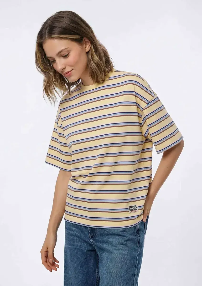 Camiseta Feminina Box Listrada Hering Adulto