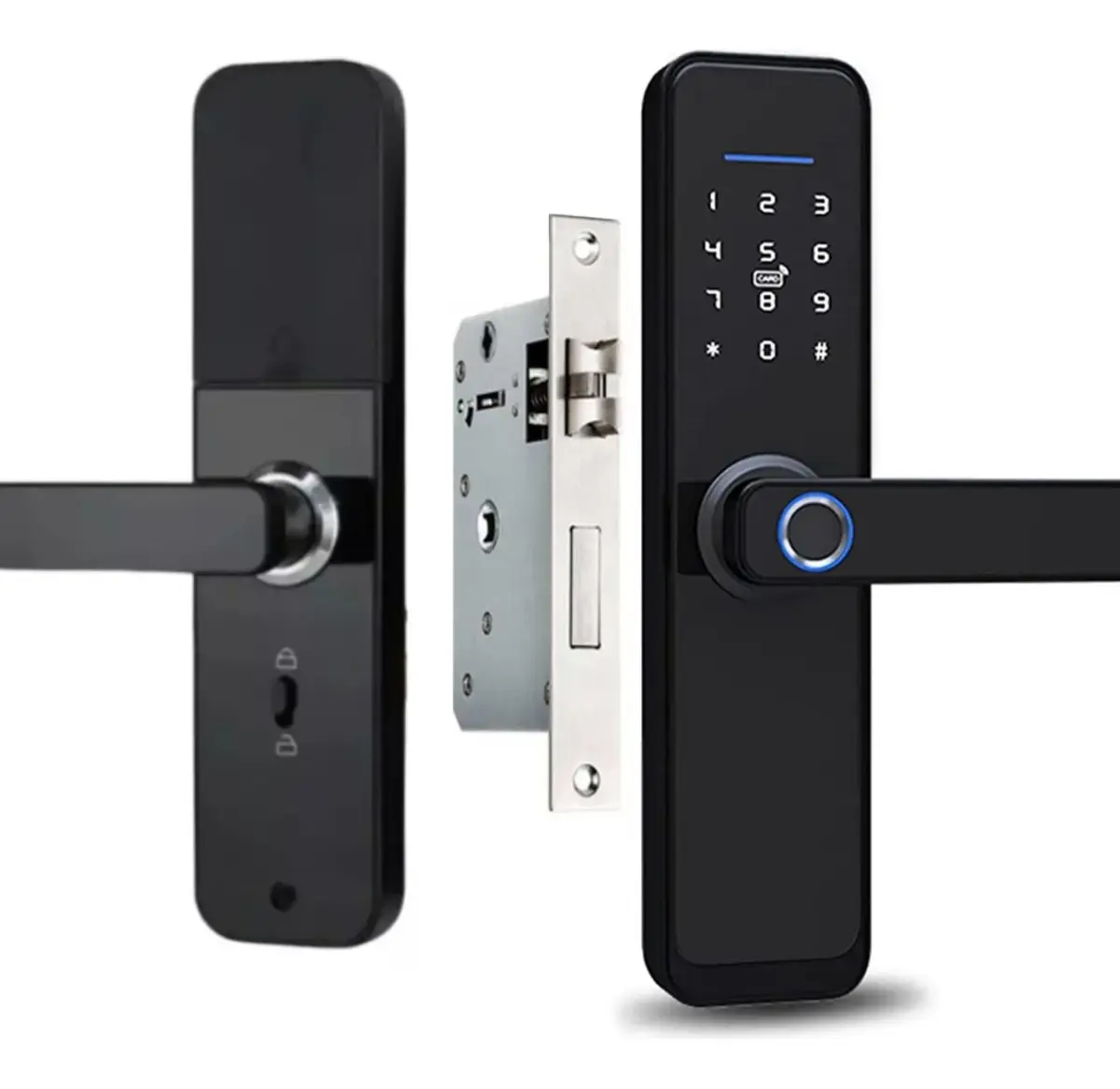 Fechadura Digital Inteligente Cartão Senha Biometria Wifi Cor Preto Rezzet Luatek LFE-03
