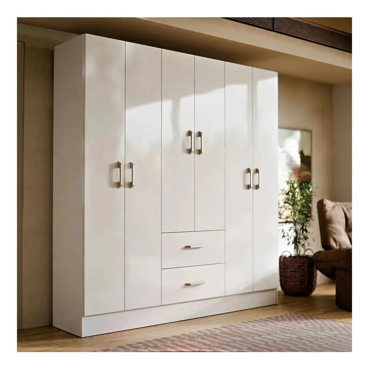 Cômoda Organizadora Roupeiro Sapateira 6 portas 2 gavetas para quarto Solteiro e Casal Multiuso - Jamaica branco