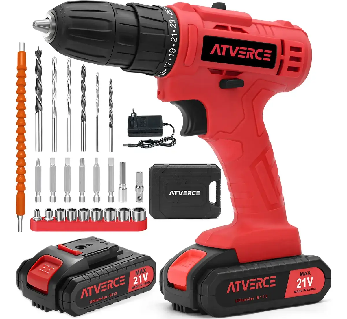 Furadeira Parafusadeira 21v 3/8 Kit Com Maleta Atverce