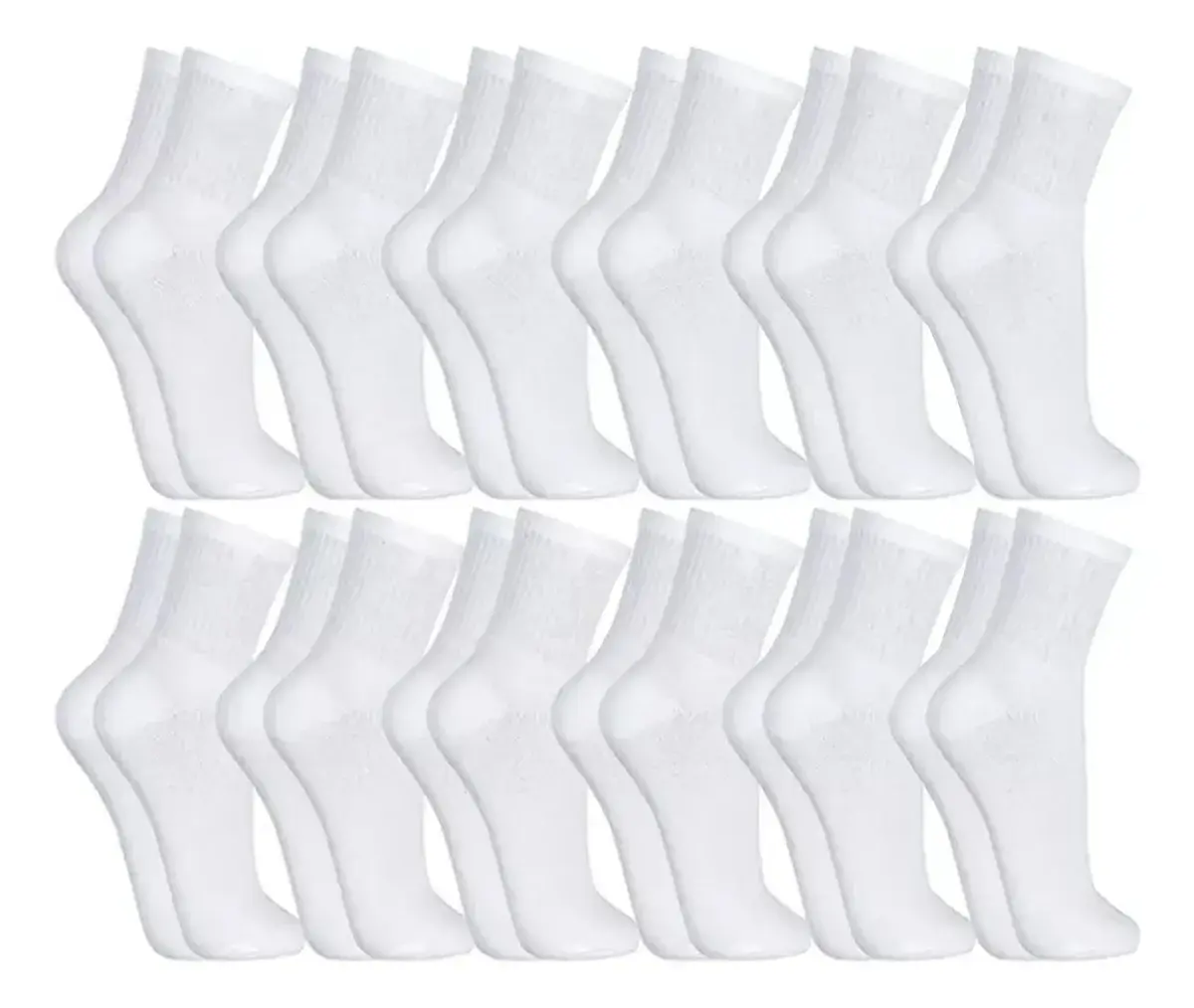 Kit 12 Pares Meias Masculina Cano Alto Branca G 100% Algodão