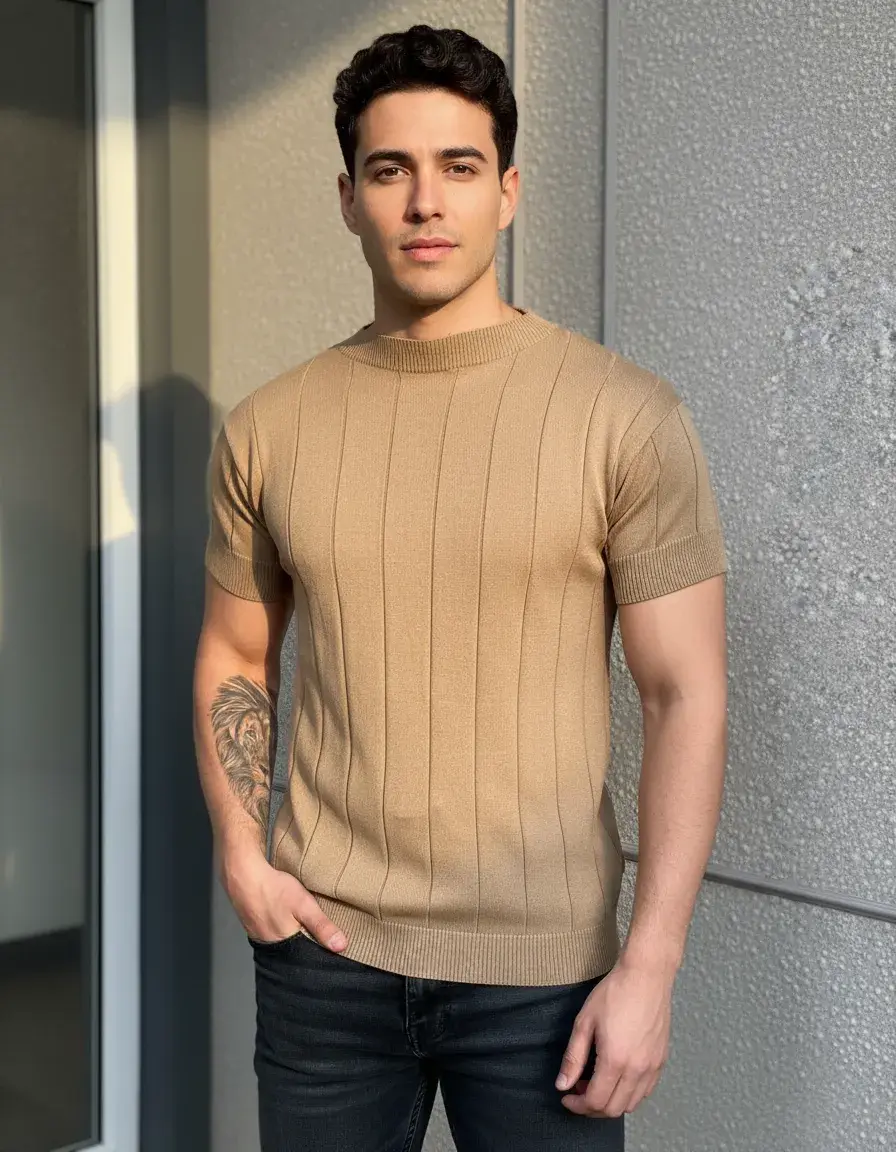 Camiseta Masculina Tricô Modal Premium Canelada Macia Social