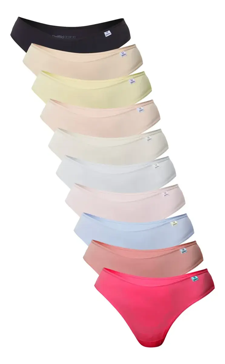 Kit 10 Calcinhas Femininas Biquíni Microfibra Delrio Lisas