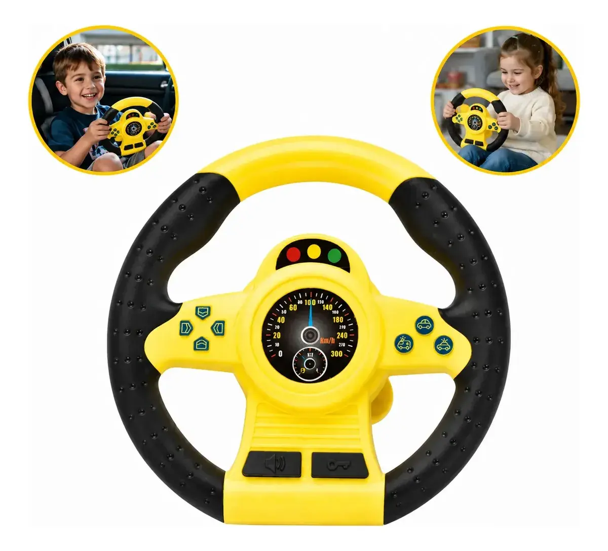 Volante Brinquedo Infantil Musical Gira 360o Sons De Carro