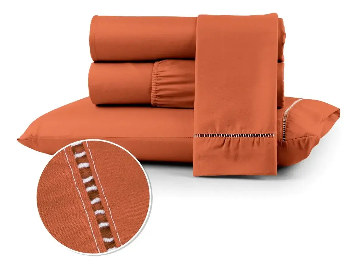Kit Jogo De Lençol Casal 3 Pç 400 Fios Conforto Toque Macio