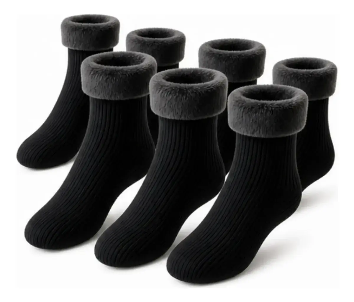 Kit 6 Meias Térmica Grossa Quente Inverno Frio Forrada Pelo