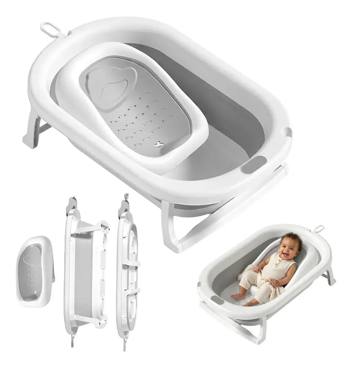 Banheira De Bebê Dobrável 45l Com Redutor De Assento Pipdip