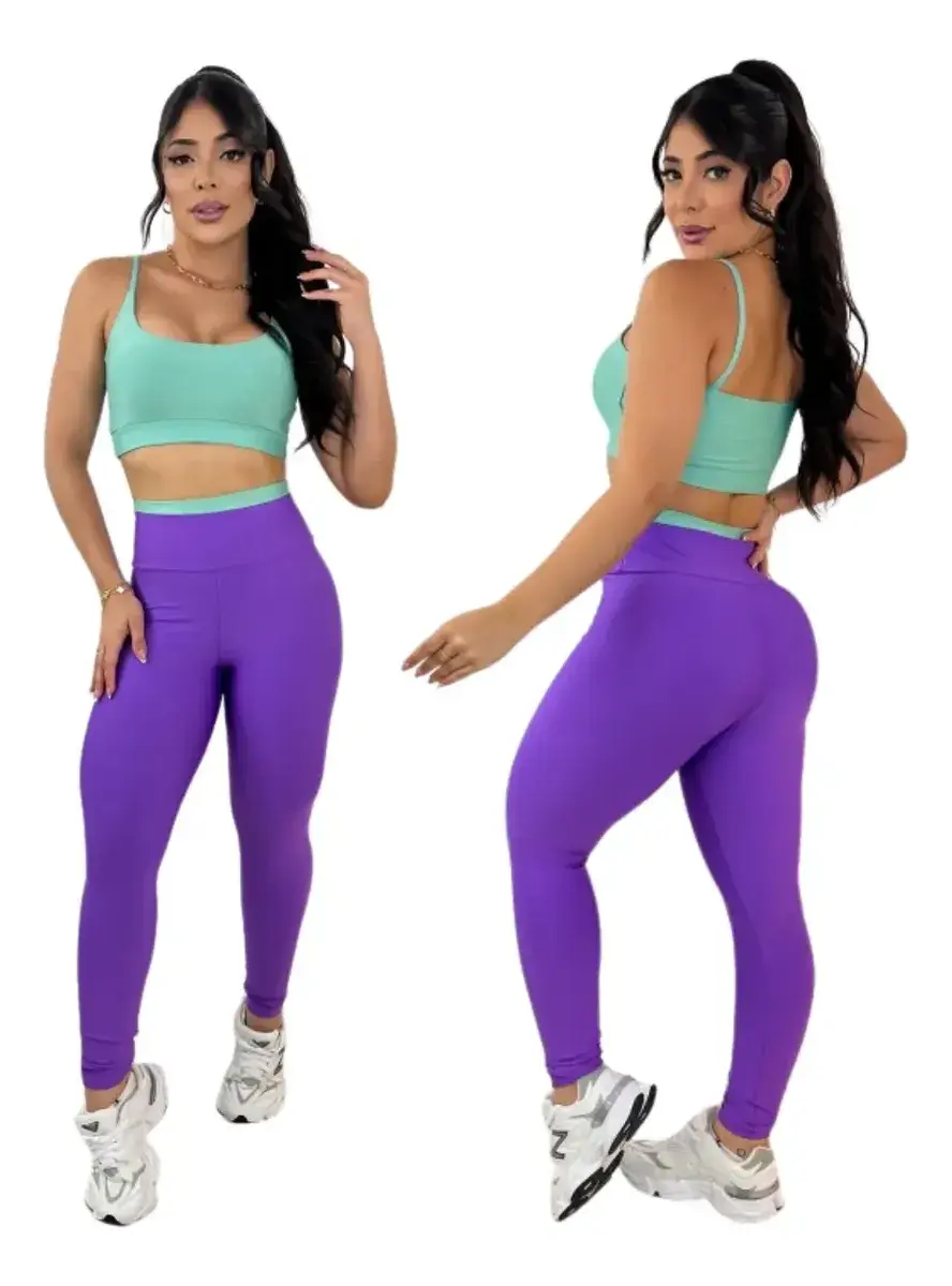 Conjunto Fitness Bicolor Suplex Premium Feminino Academia