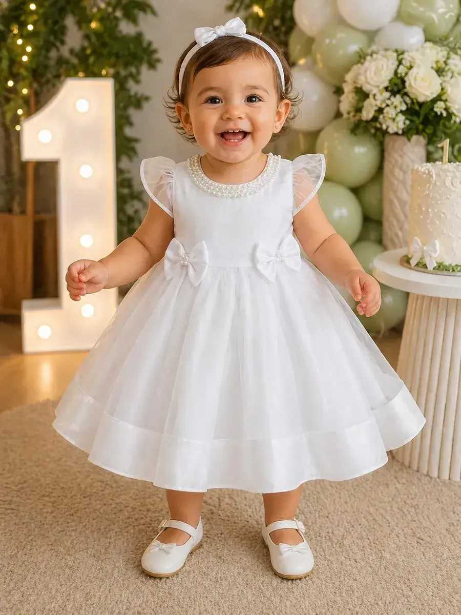 Vestido Batizado Daminha De 03 A 24 Meses Bebê