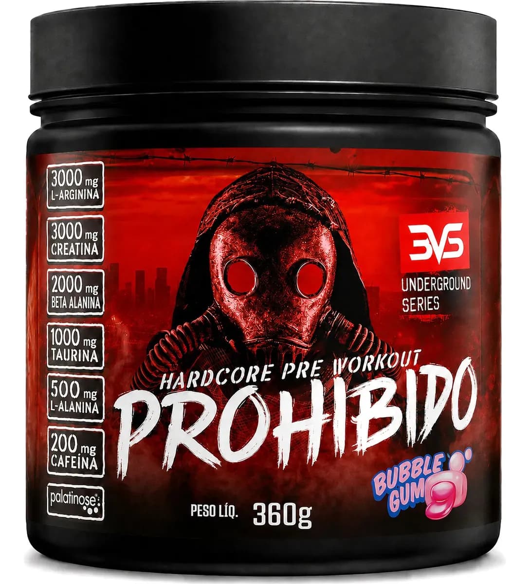 PROHIBIDO PRÉ TREINO 360g - Sabor: Bubble Gum - A Combinação Perfeita de 8 Ingredientes que proporcionam energia do início ao fim do seu Treino