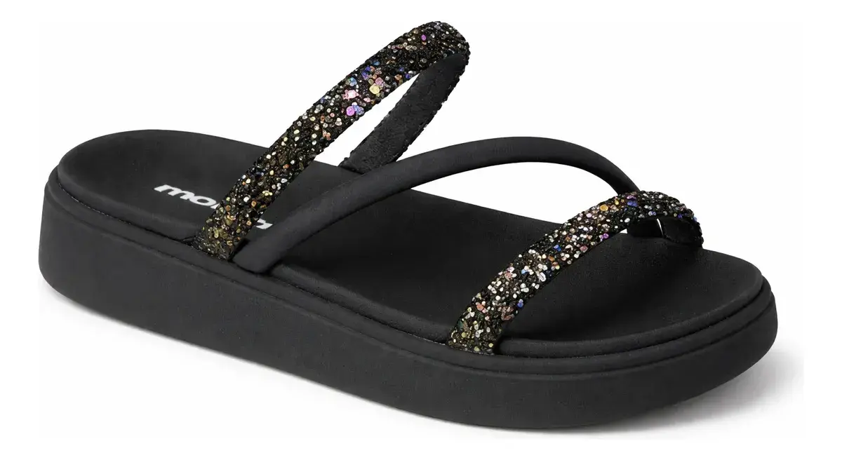 Sandália Feminina Brilho Strass Tendência Moda Original