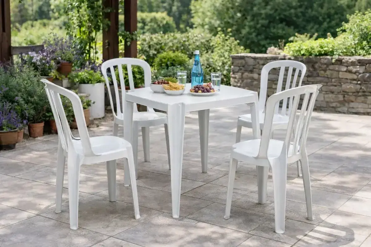 Conjunto De Mesas E 4 Cadeiras De Plastico Goyana