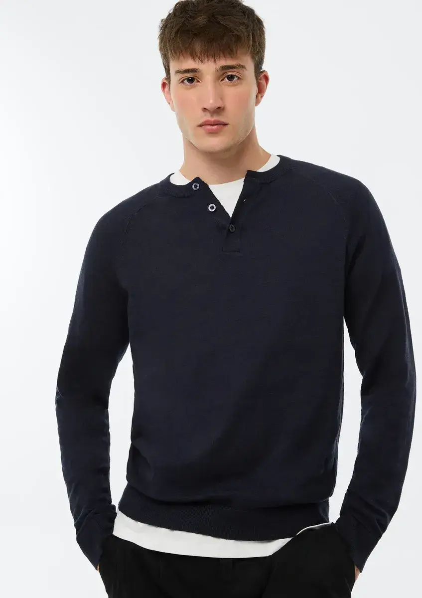 Camisa Masculina Henley Em Tricô Hering