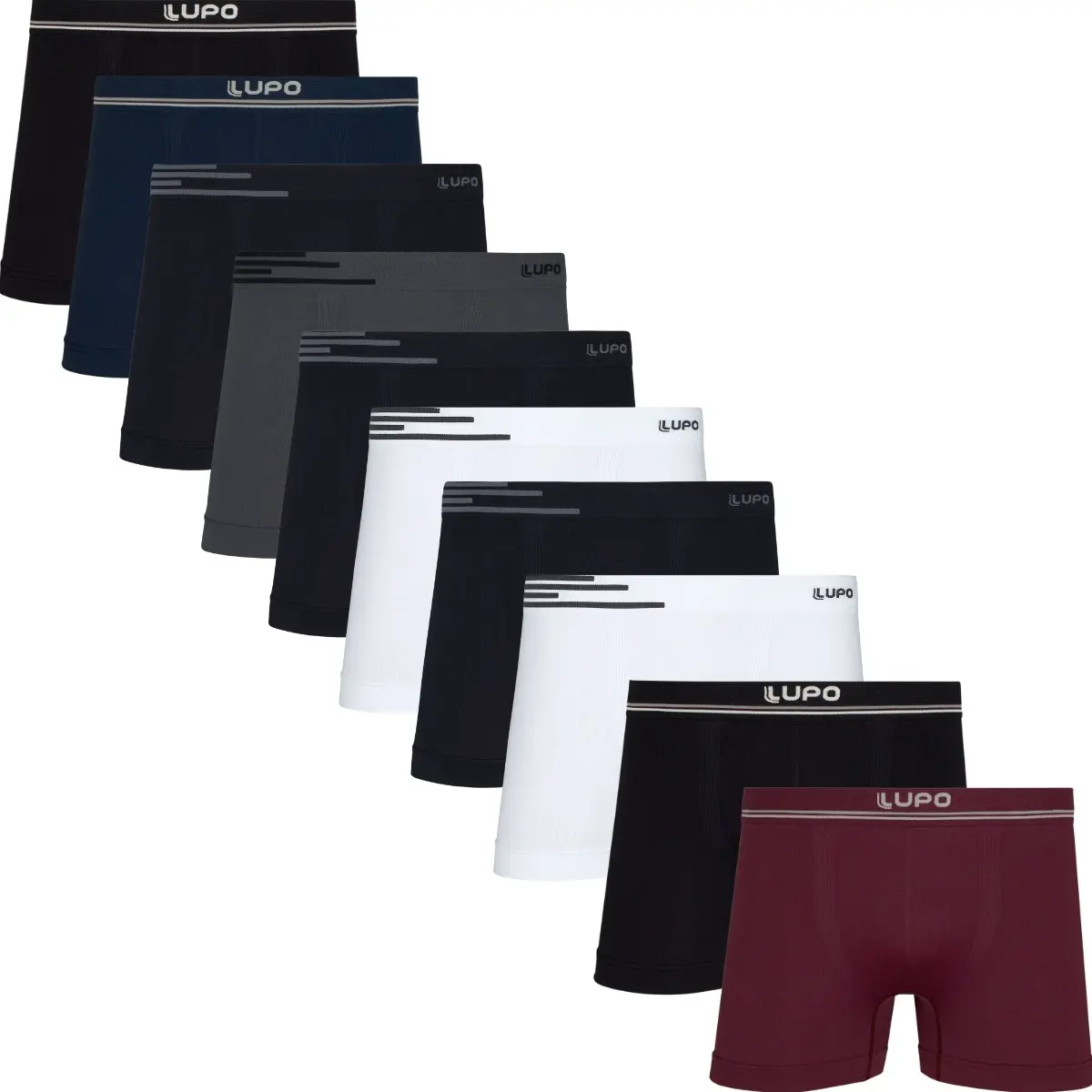 Kit 10 Cuecas Boxer Lupo Microfibra Sem Costura Adulto
