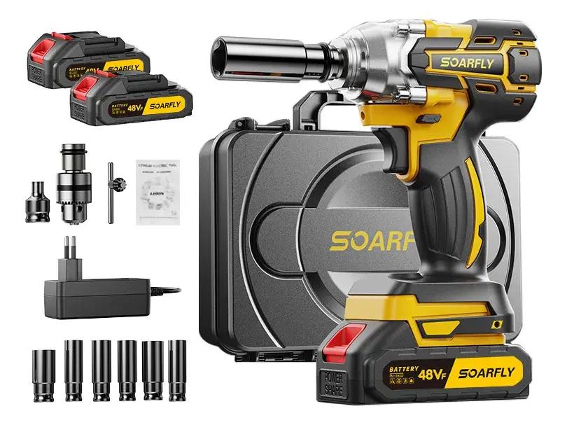 Chave De Impacto 800n.m 48v Brushless Com 2 Baterias Sem Fio
