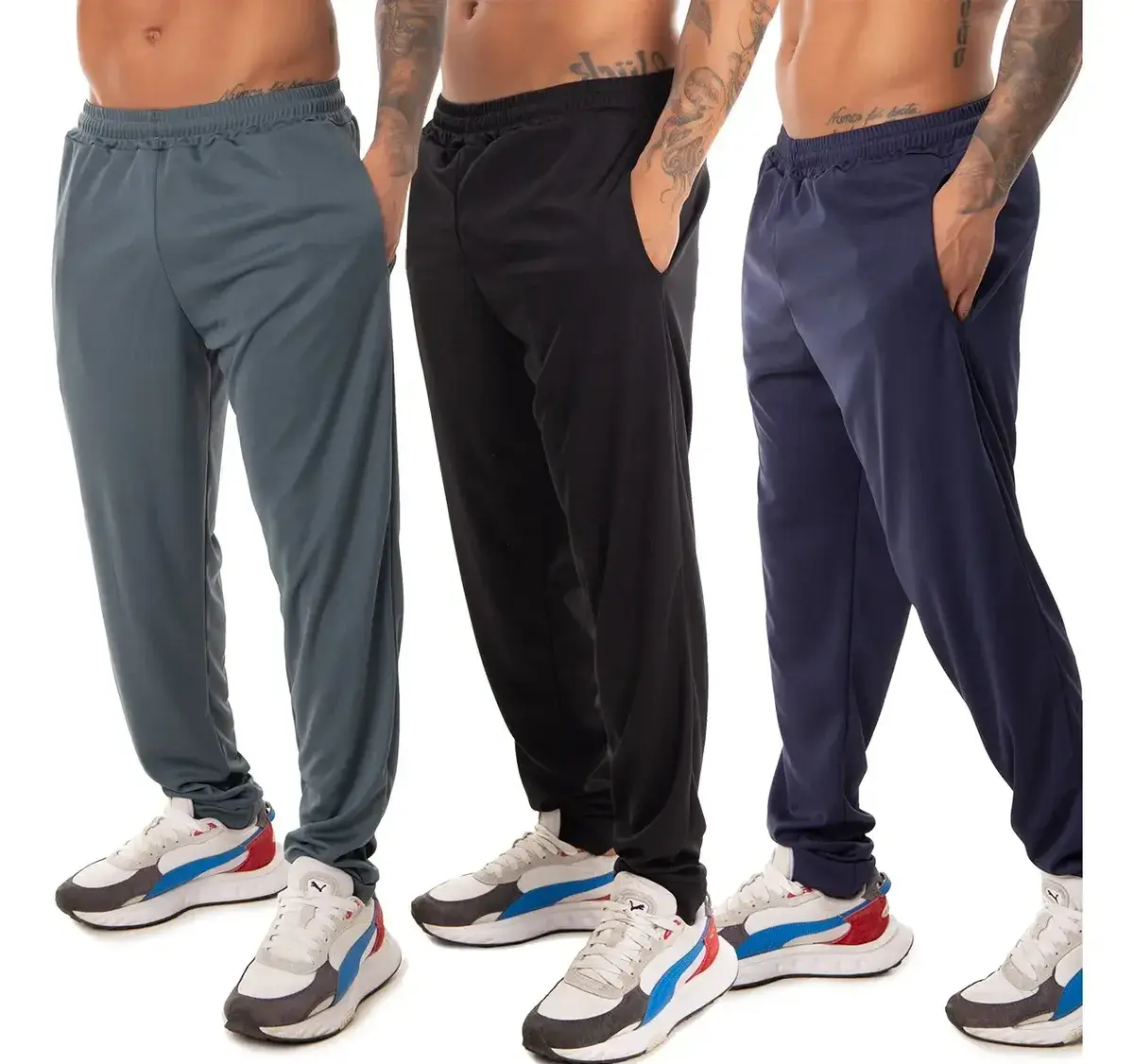 Kit 3 Calça Esportiva Elastano Academia Masculina Treino