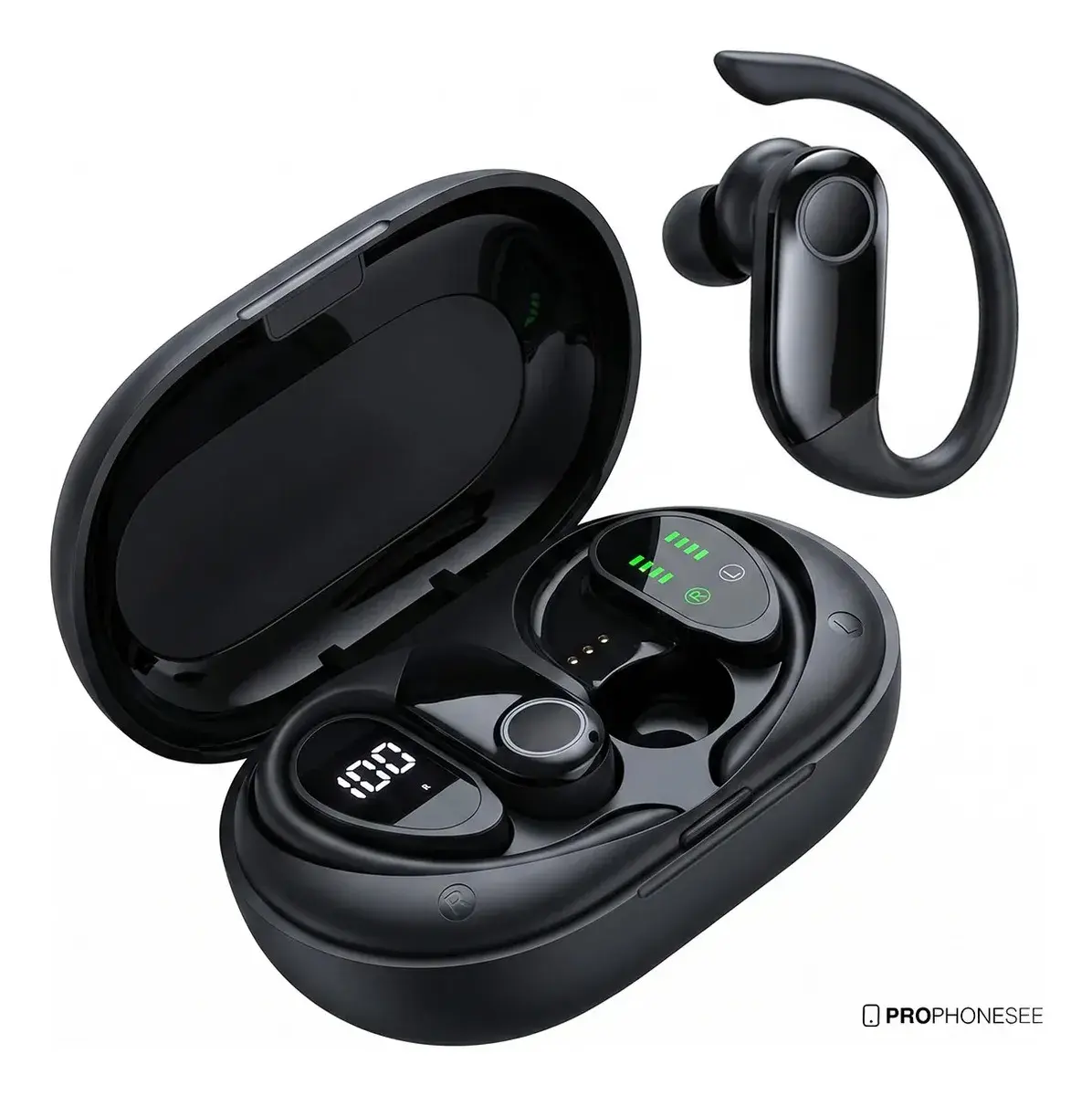 Fone Ouvido Bluetooth Tws Sem Fio 5.3 Super Esportivo Profissional Ciclismo Bicicleta Corrida Caminhada Pra Celular Universal Portátil Bateria Longa Duração In Ear Gancho Wireless Concha Touch Luz Led