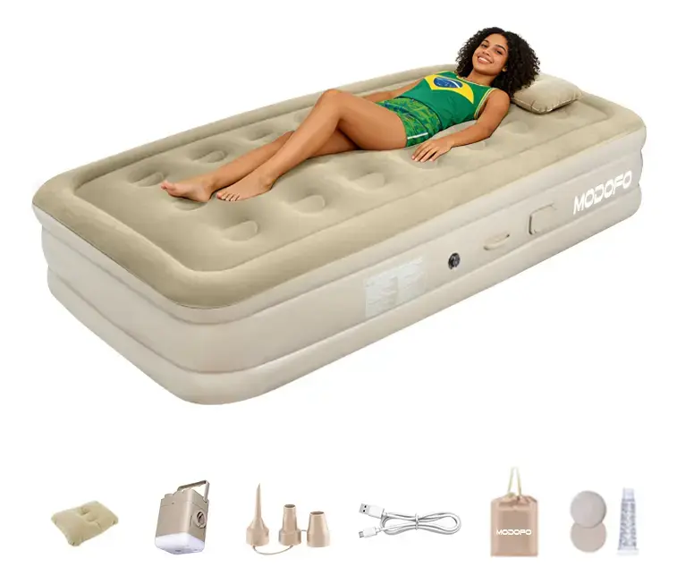 Colchão Inflável MODOFO Solteiro 190x100 cm com Bomba Elétrica, para Camping e Casa
