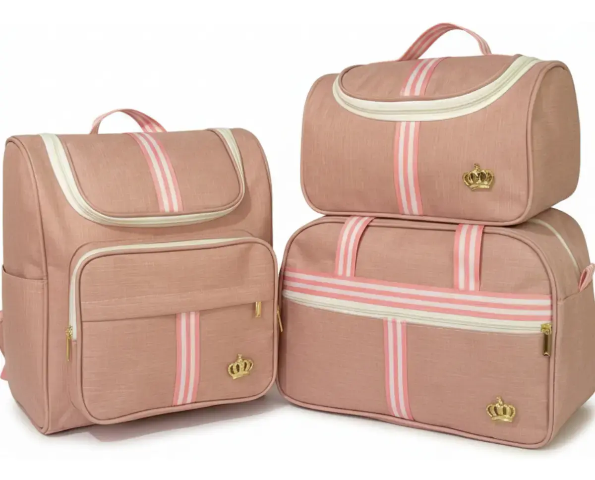 Kit Classic Rubi Bolsas Maternidade 03 Peças Rosa