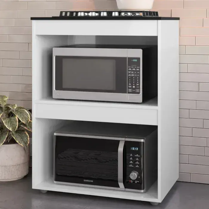 Balcão Com Tampo Para Forno e Cooktop 4 ou 5 Bocas 75 cm Adriana Branco REAJL