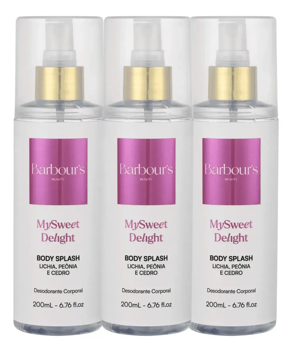 Kit 3 Body Splashs My Sweet Delight Barbour's 200ml